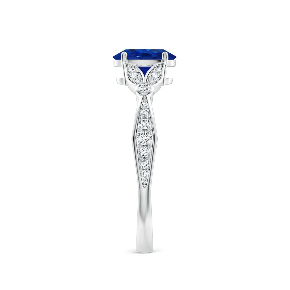 7x5mm AAA Nature-Inspired Oval Blue Sapphire Engagement Ring with Leaf Motifs in White Gold side 299