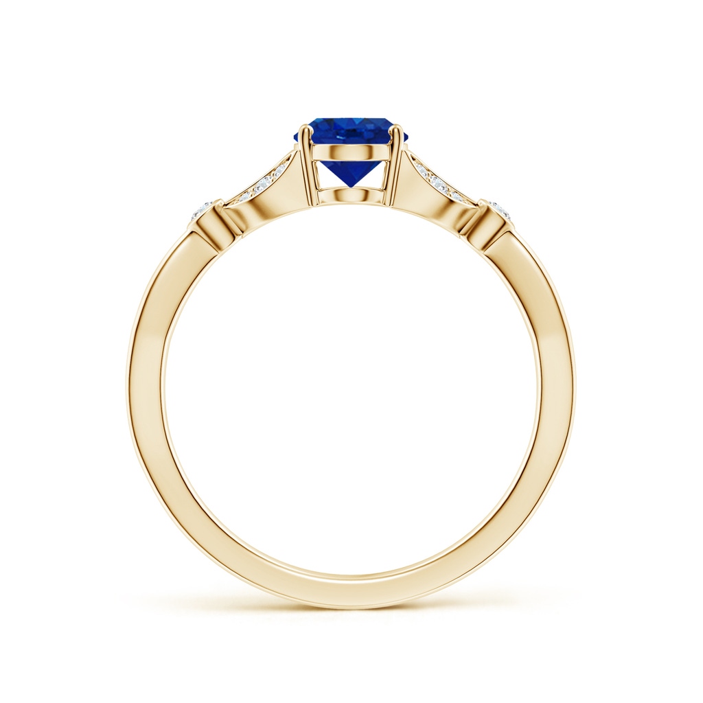 7x5mm AAA Nature-Inspired Oval Blue Sapphire Engagement Ring with Leaf Motifs in Yellow Gold - side 199