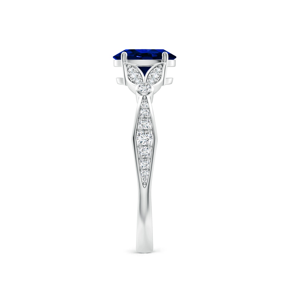 7x5mm AAAA Nature-Inspired Oval Blue Sapphire Engagement Ring with Leaf Motifs in P950 Platinum side 299