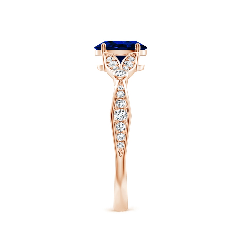 7x5mm AAAA Nature-Inspired Oval Blue Sapphire Engagement Ring with Leaf Motifs in Rose Gold side 299