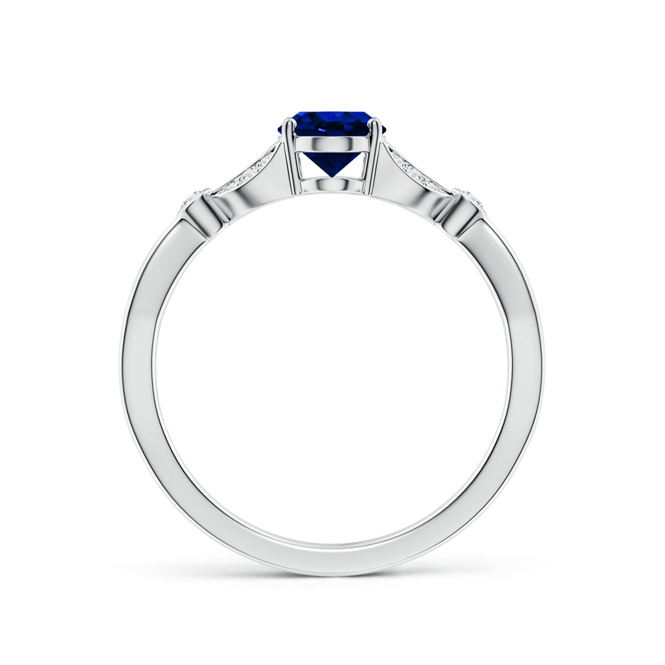 7x5mm AAAA Nature-Inspired Oval Blue Sapphire Engagement Ring with Leaf Motifs in White Gold side 199
