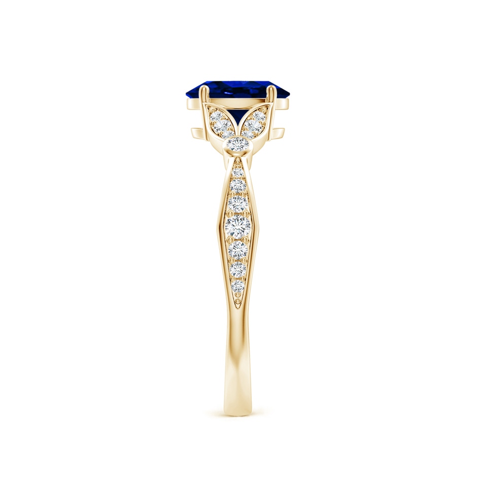 7x5mm AAAA Nature-Inspired Oval Blue Sapphire Engagement Ring with Leaf Motifs in Yellow Gold side 299