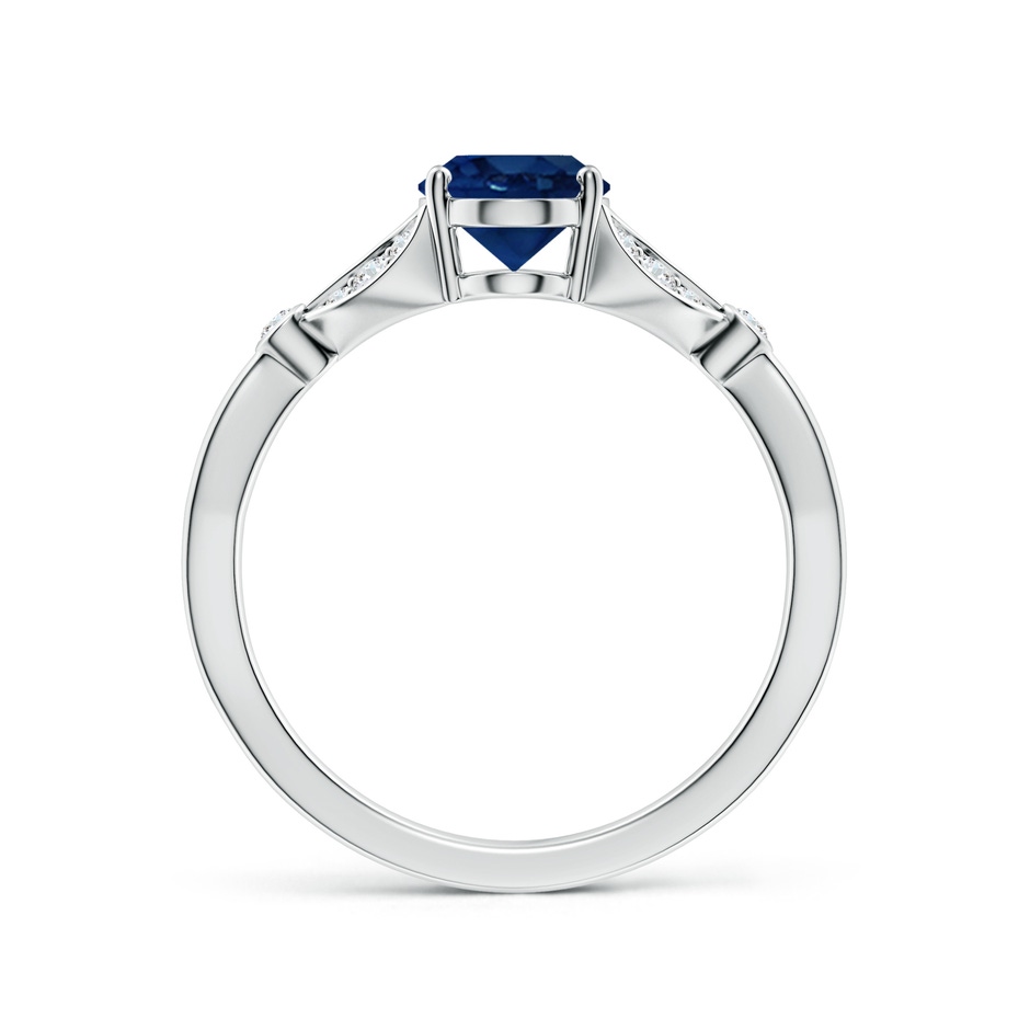 8x6mm AA Nature-Inspired Oval Blue Sapphire Engagement Ring with Leaf Motifs in White Gold side 199