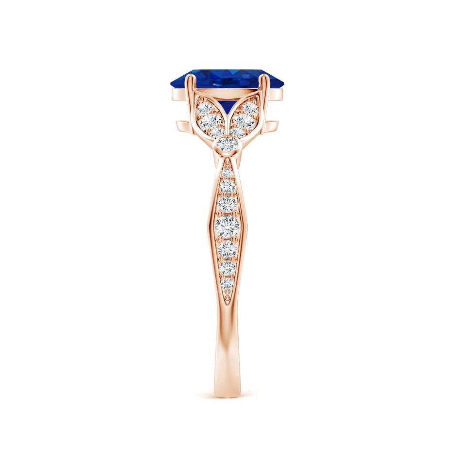 8x6mm AAA Nature-Inspired Oval Blue Sapphire Engagement Ring with Leaf Motifs in Rose Gold side 299