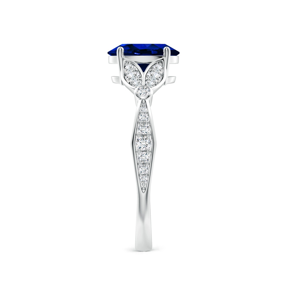 8x6mm AAAA Nature-Inspired Oval Blue Sapphire Engagement Ring with Leaf Motifs in White Gold side 299
