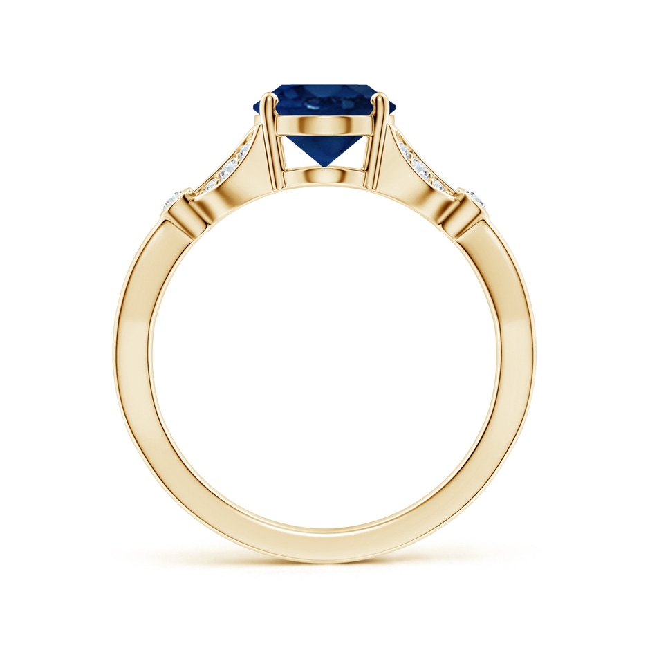 9x7mm AA Nature-Inspired Oval Blue Sapphire Engagement Ring with Leaf Motifs in Yellow Gold side 199