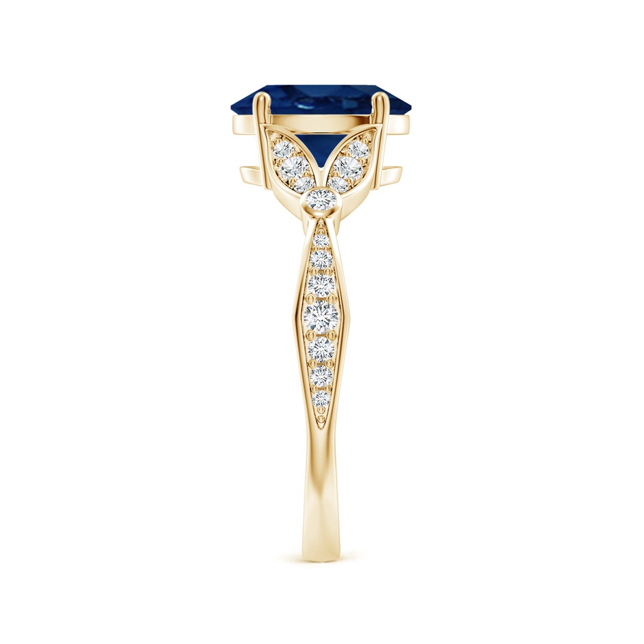 9x7mm AA Nature-Inspired Oval Blue Sapphire Engagement Ring with Leaf Motifs in Yellow Gold side 299
