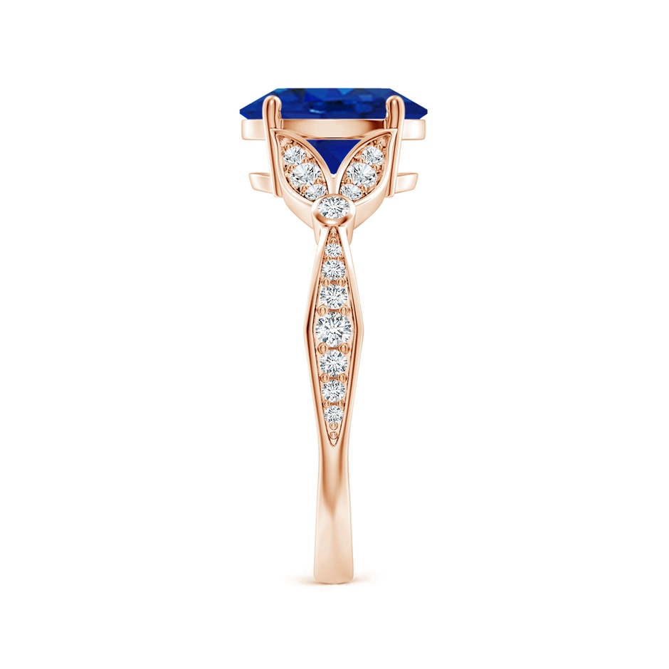 9x7mm AAA Nature-Inspired Oval Blue Sapphire Engagement Ring with Leaf Motifs in Rose Gold side 299