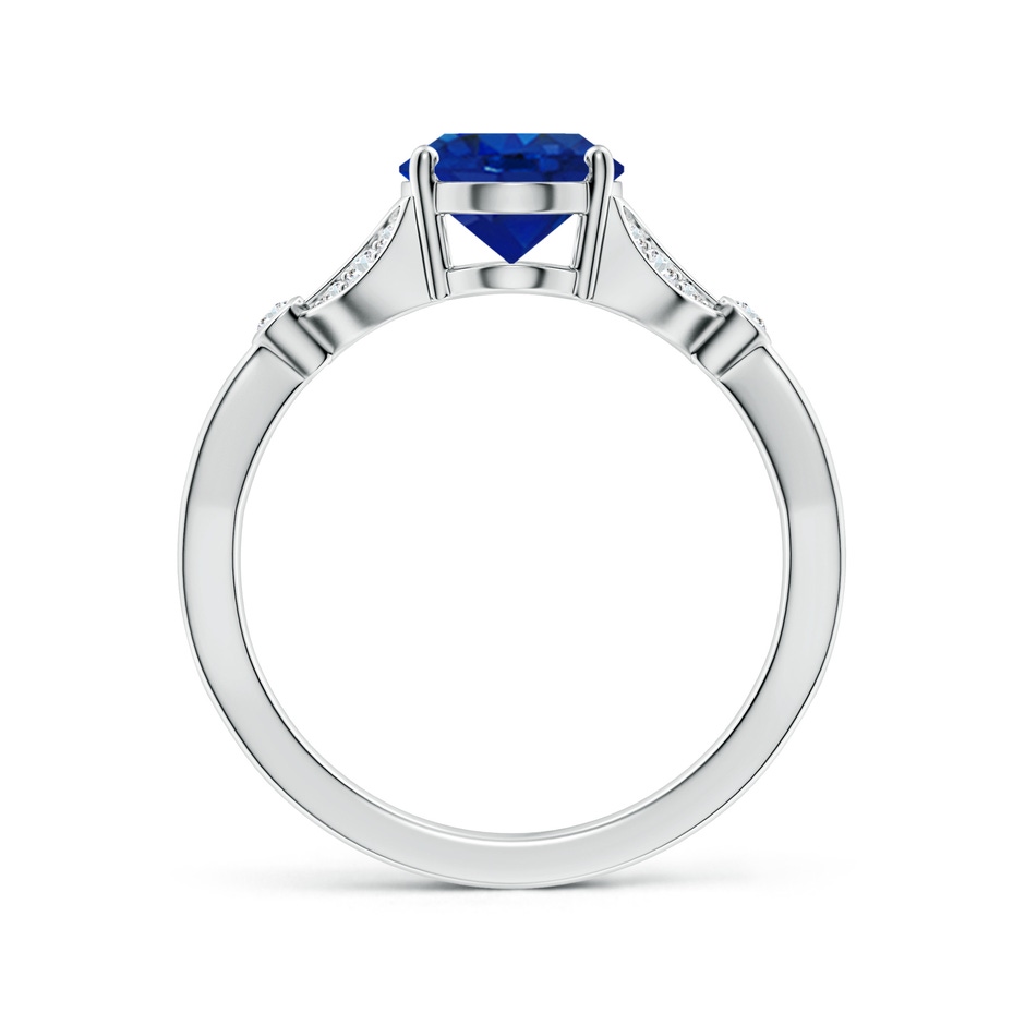 9x7mm AAA Nature-Inspired Oval Blue Sapphire Engagement Ring with Leaf Motifs in White Gold side 199