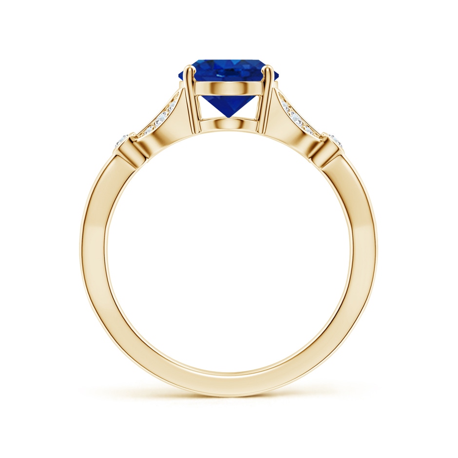 9x7mm AAA Nature-Inspired Oval Blue Sapphire Engagement Ring with Leaf Motifs in Yellow Gold side 199