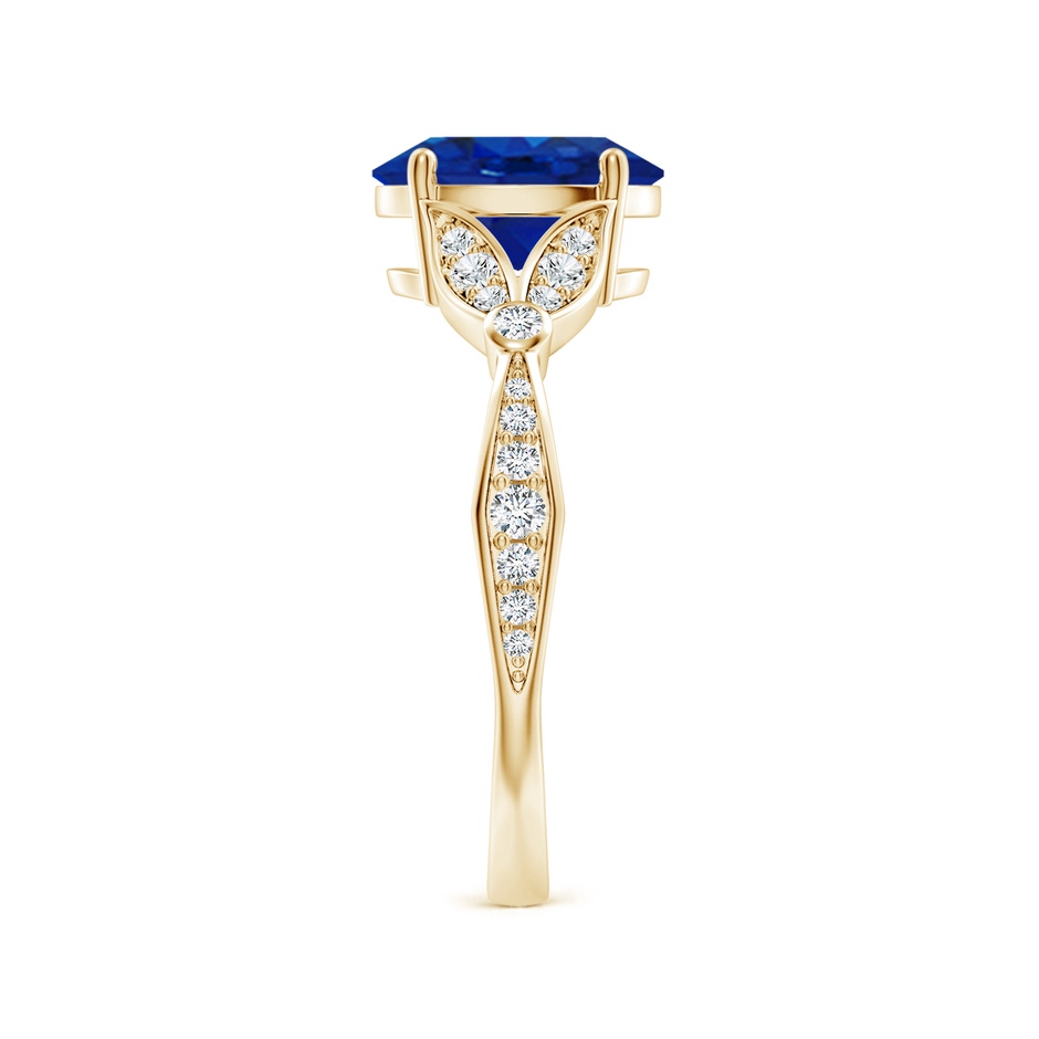 9x7mm AAA Nature-Inspired Oval Blue Sapphire Engagement Ring with Leaf Motifs in Yellow Gold side 299