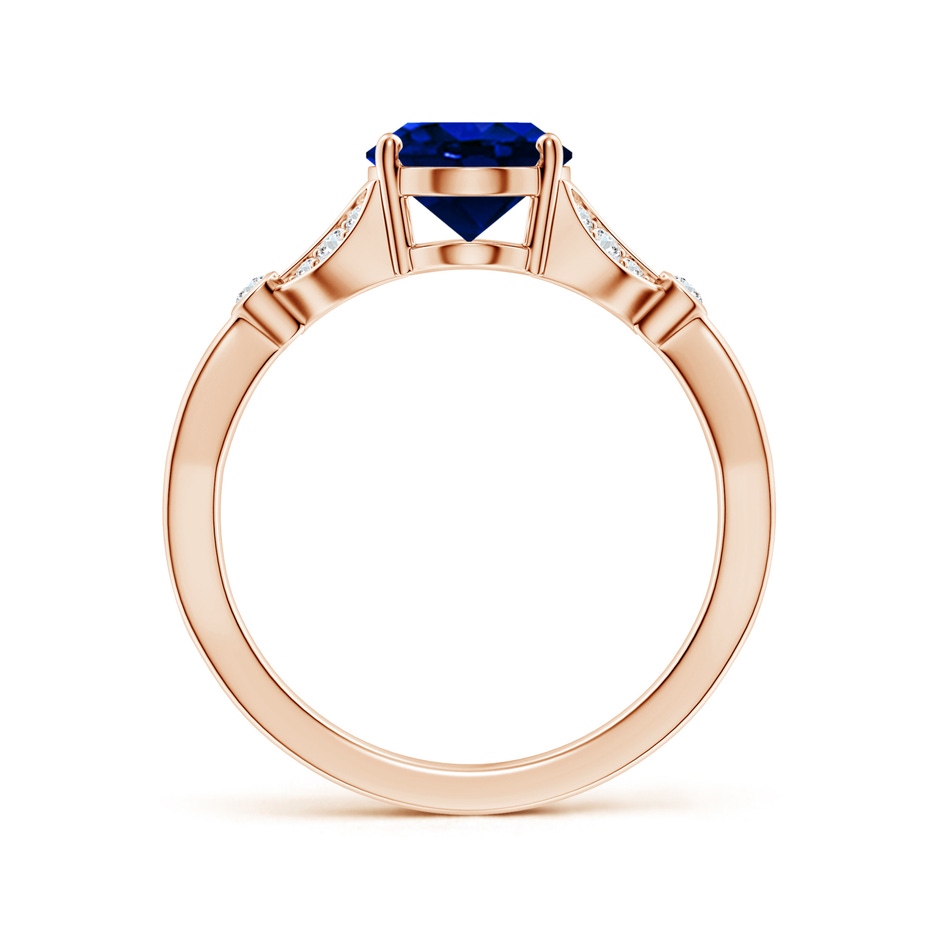9x7mm AAAA Nature-Inspired Oval Blue Sapphire Engagement Ring with Leaf Motifs in 18K Rose Gold side 199
