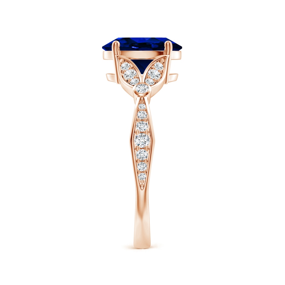 9x7mm AAAA Nature-Inspired Oval Blue Sapphire Engagement Ring with Leaf Motifs in Rose Gold side 299