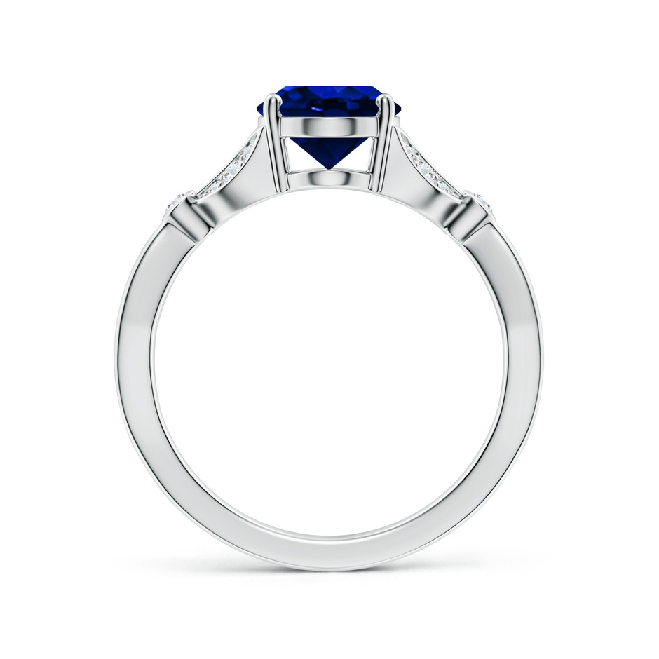 9x7mm AAAA Nature-Inspired Oval Blue Sapphire Engagement Ring with Leaf Motifs in White Gold side 199