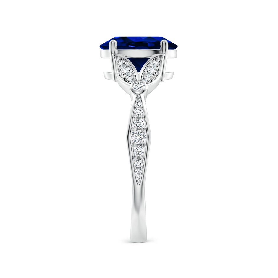 9x7mm AAAA Nature-Inspired Oval Blue Sapphire Engagement Ring with Leaf Motifs in White Gold side 299