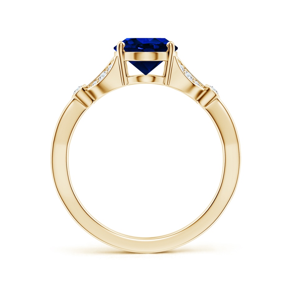 9x7mm AAAA Nature-Inspired Oval Blue Sapphire Engagement Ring with Leaf Motifs in Yellow Gold side 199