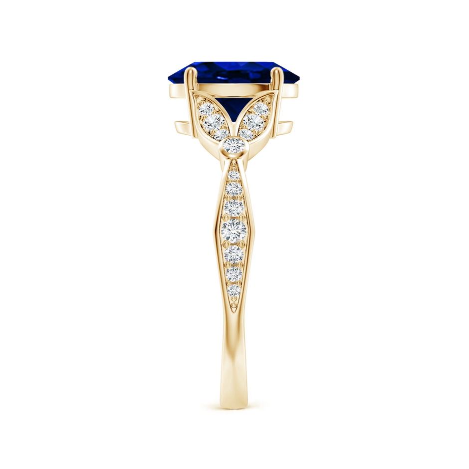 9x7mm AAAA Nature-Inspired Oval Blue Sapphire Engagement Ring with Leaf Motifs in Yellow Gold side 299