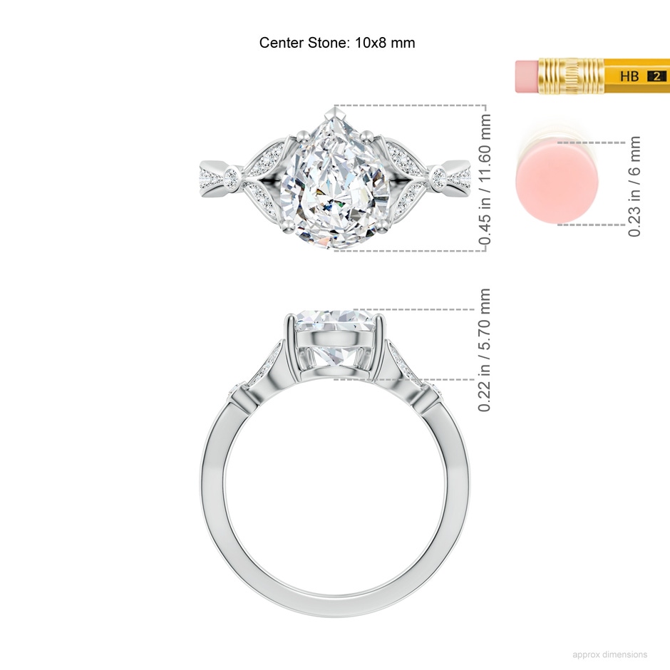 10x8mm GVS2 Nature-Inspired Pear Diamond Engagement Ring with Leaf Motifs in P950 Platinum ruler