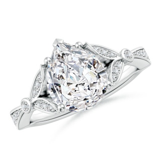 10x8mm HSI2 Nature-Inspired Pear Diamond Engagement Ring with Leaf Motifs in P950 Platinum