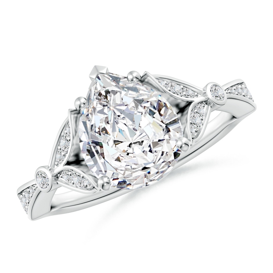 10x8mm HSI2 Nature-Inspired Pear Diamond Engagement Ring with Leaf Motifs in P950 Platinum 