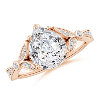 10x8mm HSI2 Nature-Inspired Pear Diamond Engagement Ring with Leaf Motifs in Rose Gold