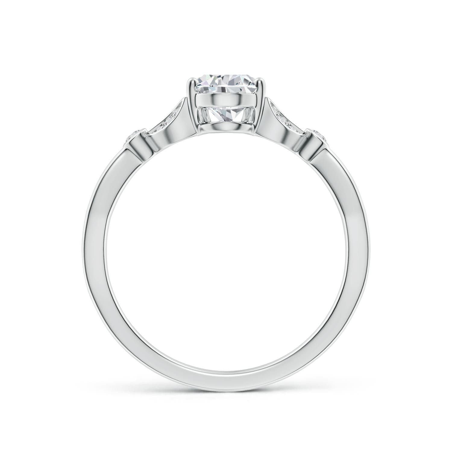 7x5mm HSI2 Nature-Inspired Pear Diamond Engagement Ring with Leaf Motifs in White Gold - side 2