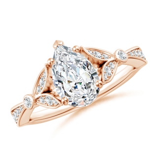 9.5x6mm GVS2 Nature-Inspired Pear Diamond Engagement Ring with Leaf Motifs in Rose Gold