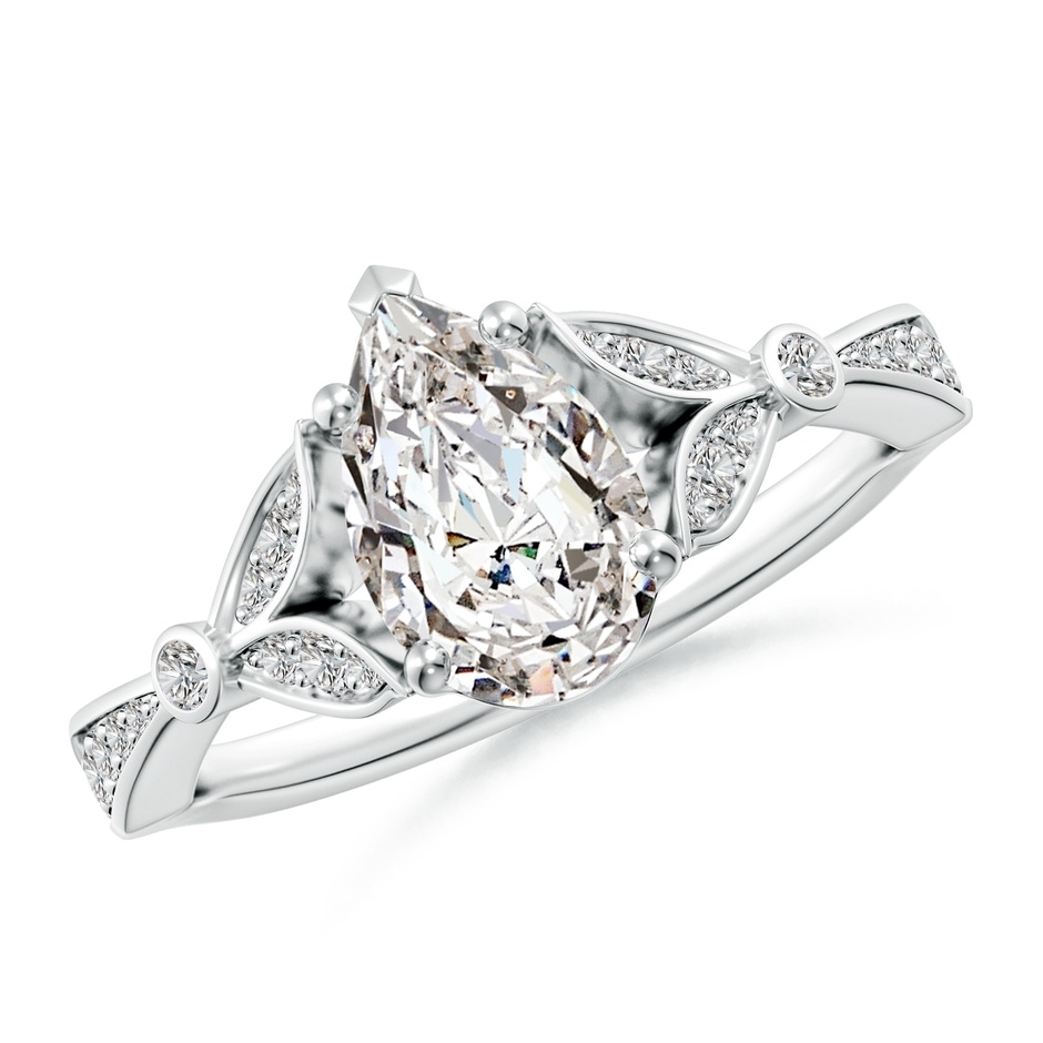 9.5x6mm IJI1I2 Nature-Inspired Pear Diamond Engagement Ring with Leaf Motifs in P950 Platinum 