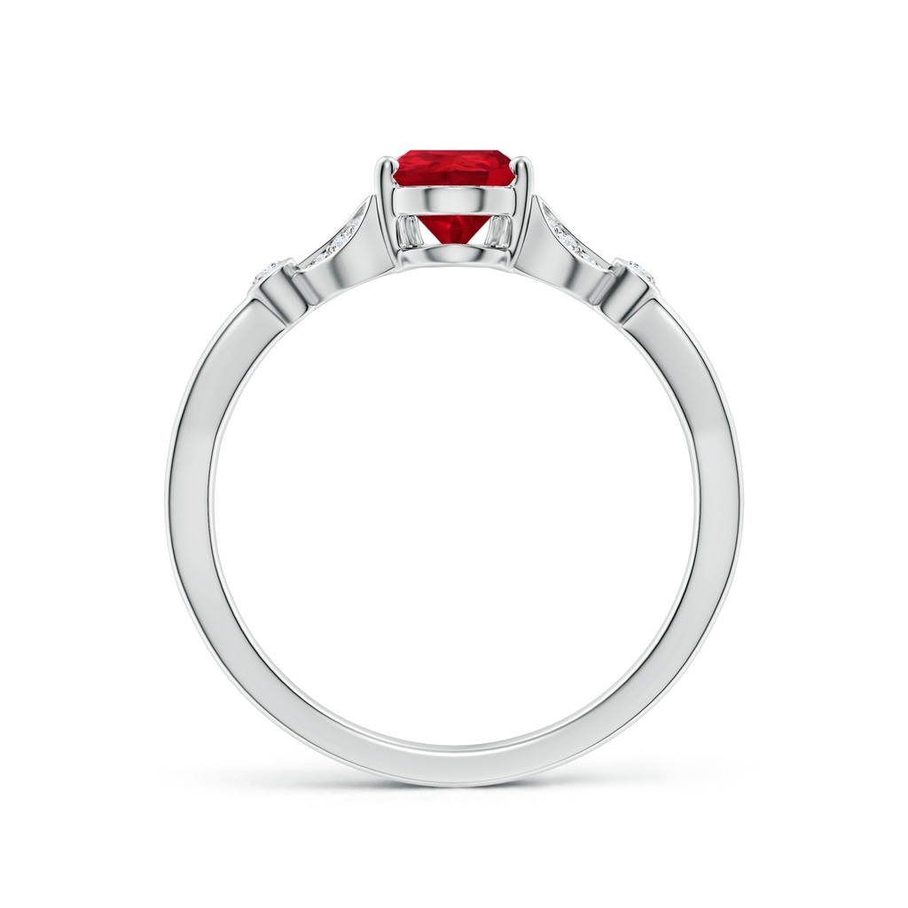 7x5mm AAA Nature-Inspired Pear Ruby Engagement Ring with Leaf Motifs in P950 Platinum - side 199