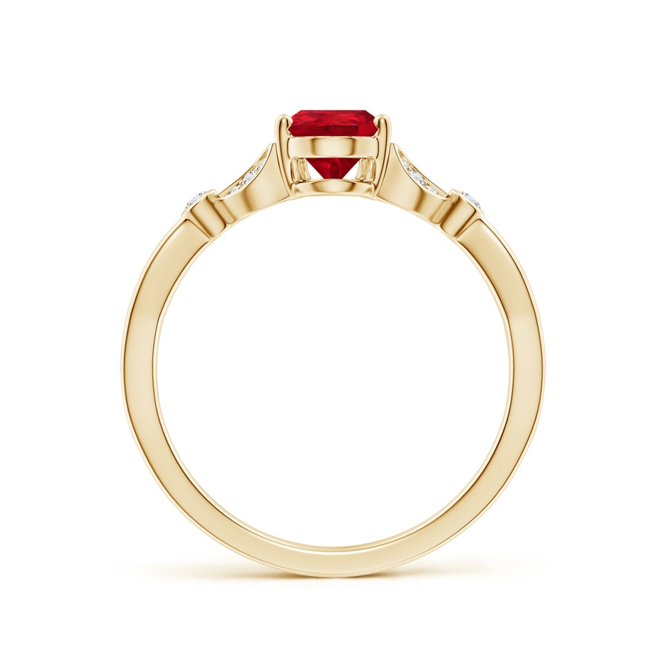 7x5mm AAA Nature-Inspired Pear Ruby Engagement Ring with Leaf Motifs in Yellow Gold side 199