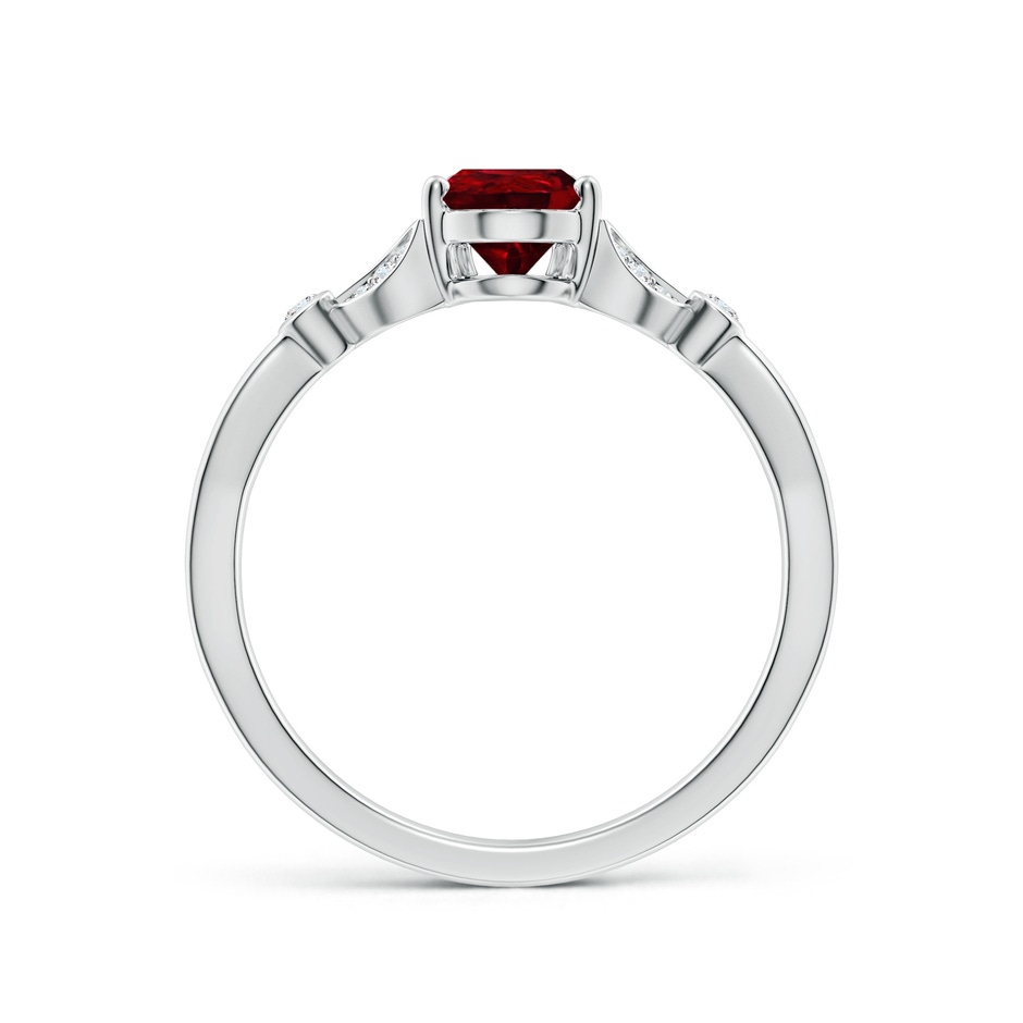 7x5mm AAAA Nature-Inspired Pear Ruby Engagement Ring with Leaf Motifs in White Gold side 199