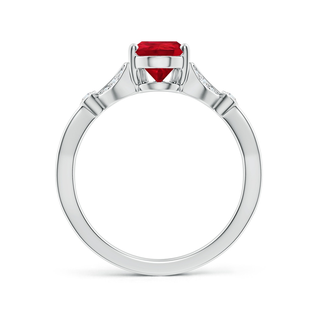 9x7mm AAA Nature-Inspired Pear Ruby Engagement Ring with Leaf Motifs in White Gold - side 199