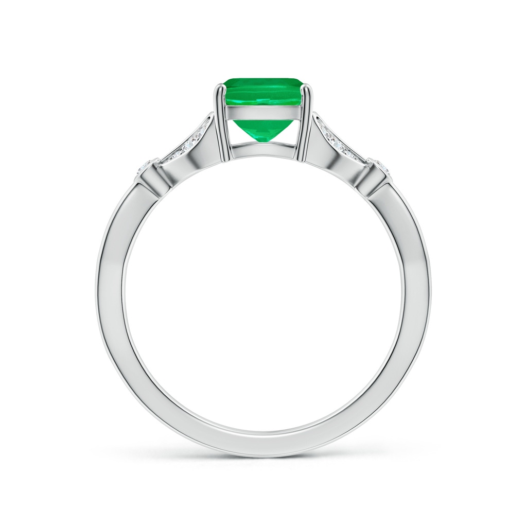 8x6mm AAA Nature-Inspired Emerald-Cut Emerald Engagement Ring with Leaf Motifs in P950 Platinum Side 199
