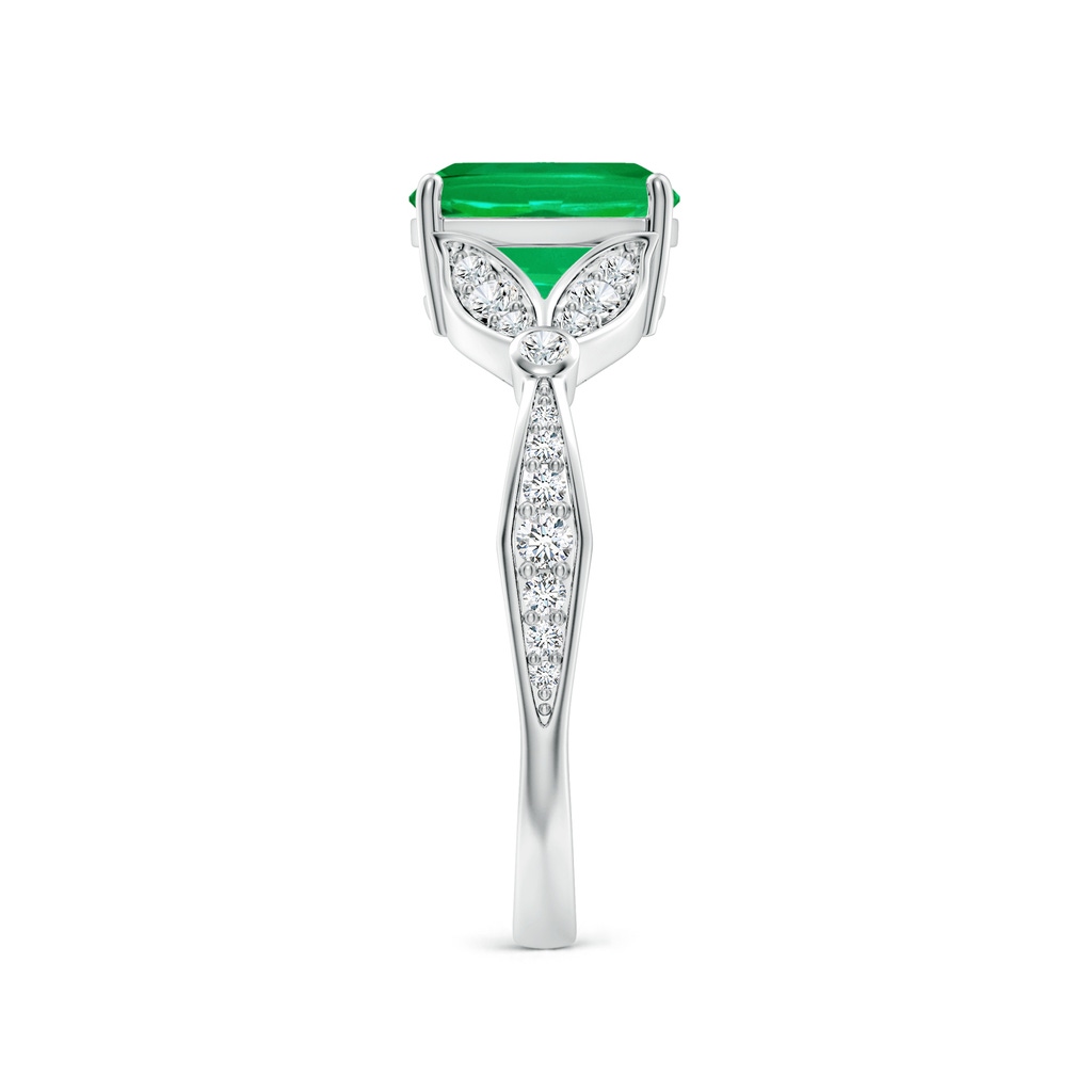 8x6mm AAA Nature-Inspired Emerald-Cut Emerald Engagement Ring with Leaf Motifs in P950 Platinum Side 299