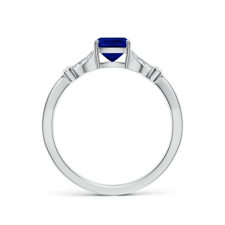 7x5mm Lab-Grown Nature-Inspired Cushion Rectangular Blue Sapphire Engagement Ring with Leaf Motifs in 18K White Gold side 199