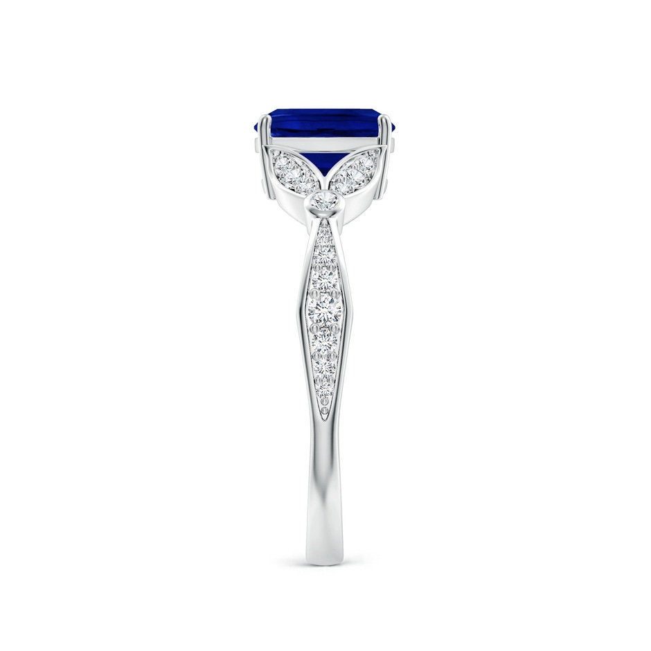 7x5mm Lab-Grown Nature-Inspired Cushion Rectangular Blue Sapphire Engagement Ring with Leaf Motifs in 18K White Gold side 299