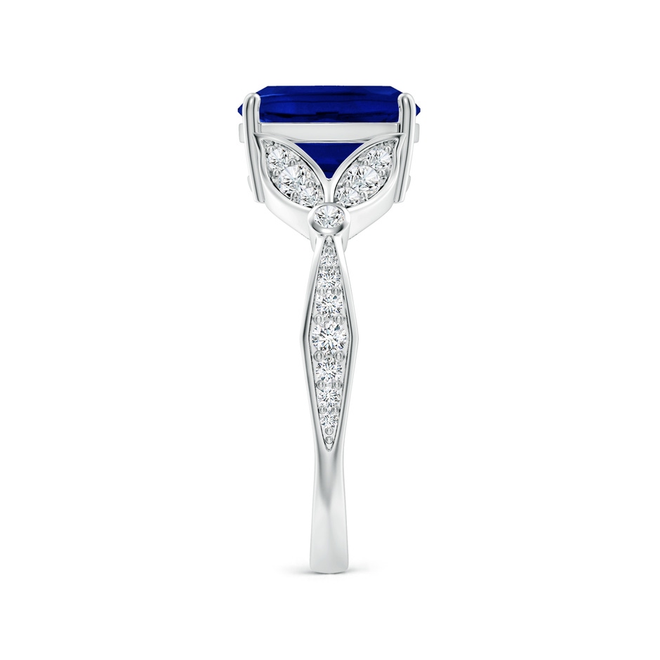 9x7mm Lab-Grown Nature-Inspired Cushion Rectangular Blue Sapphire Engagement Ring with Leaf Motifs in White Gold side 299