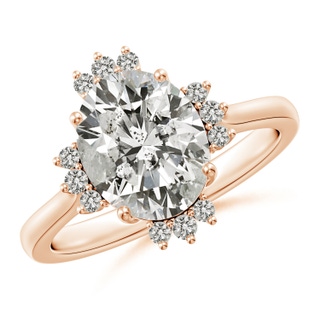 10x8mm KI3 Prong-Set Oval Diamond Halo Engagement Ring in Rose Gold