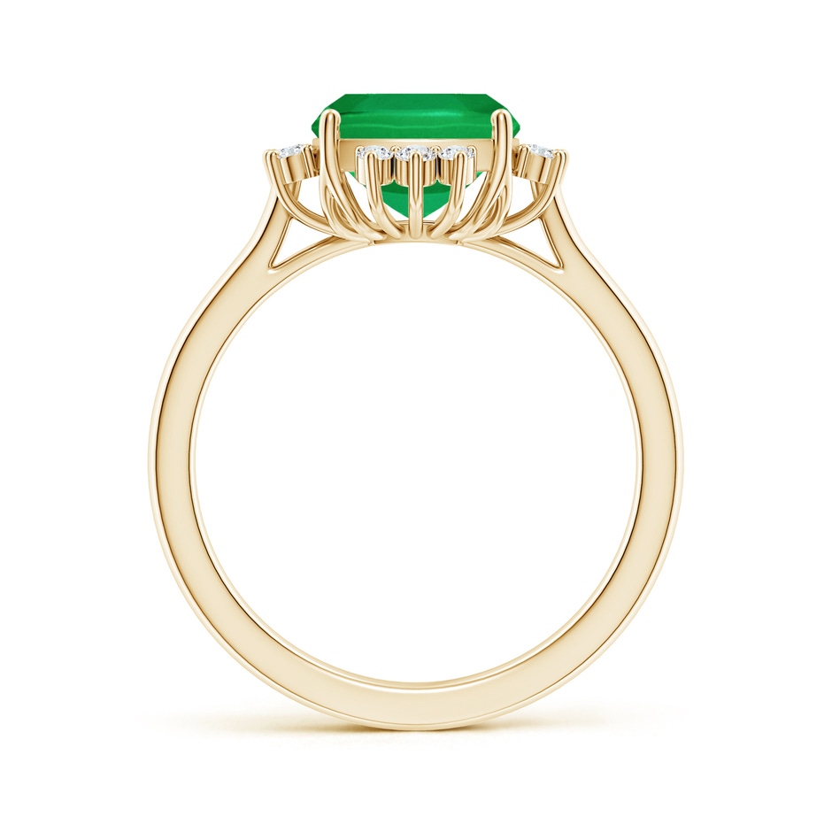 10x8mm AA Prong-Set Cushion Rectangular Emerald Halo Engagement Ring in Yellow Gold side 199