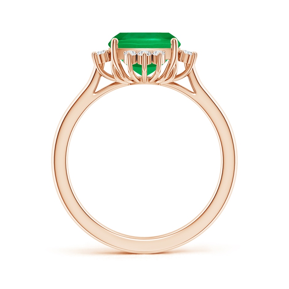 10x8mm AAA Prong-Set Cushion Rectangular Emerald Halo Engagement Ring in Rose Gold side 199