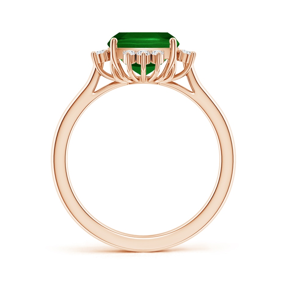 10x8mm AAAA Prong-Set Cushion Rectangular Emerald Halo Engagement Ring in Rose Gold side 199