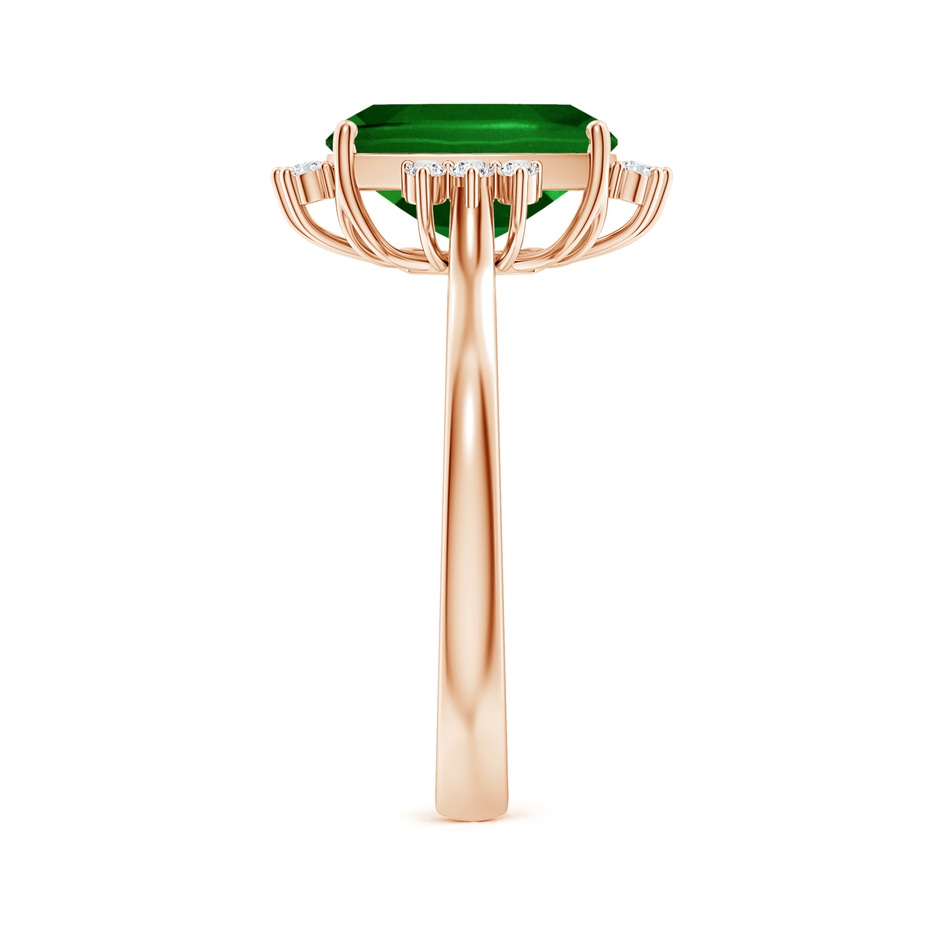 10x8mm AAAA Prong-Set Cushion Rectangular Emerald Halo Engagement Ring in Rose Gold side 299