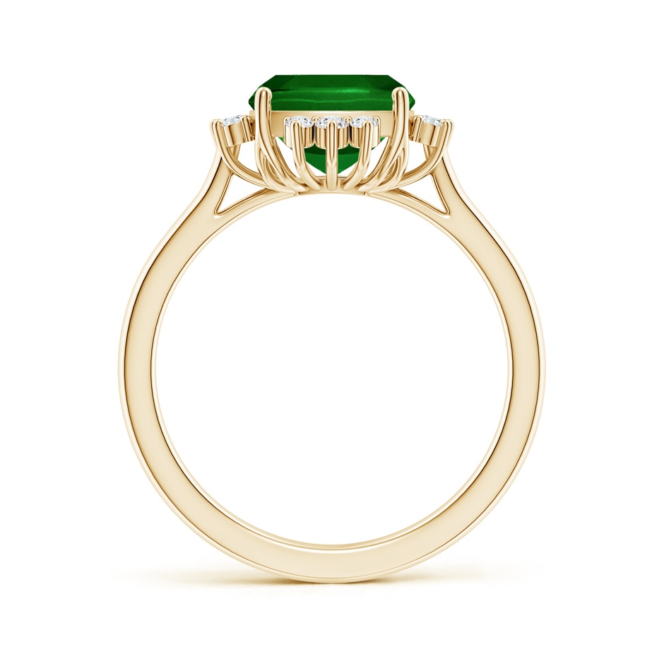 10x8mm AAAA Prong-Set Cushion Rectangular Emerald Halo Engagement Ring in Yellow Gold side 199