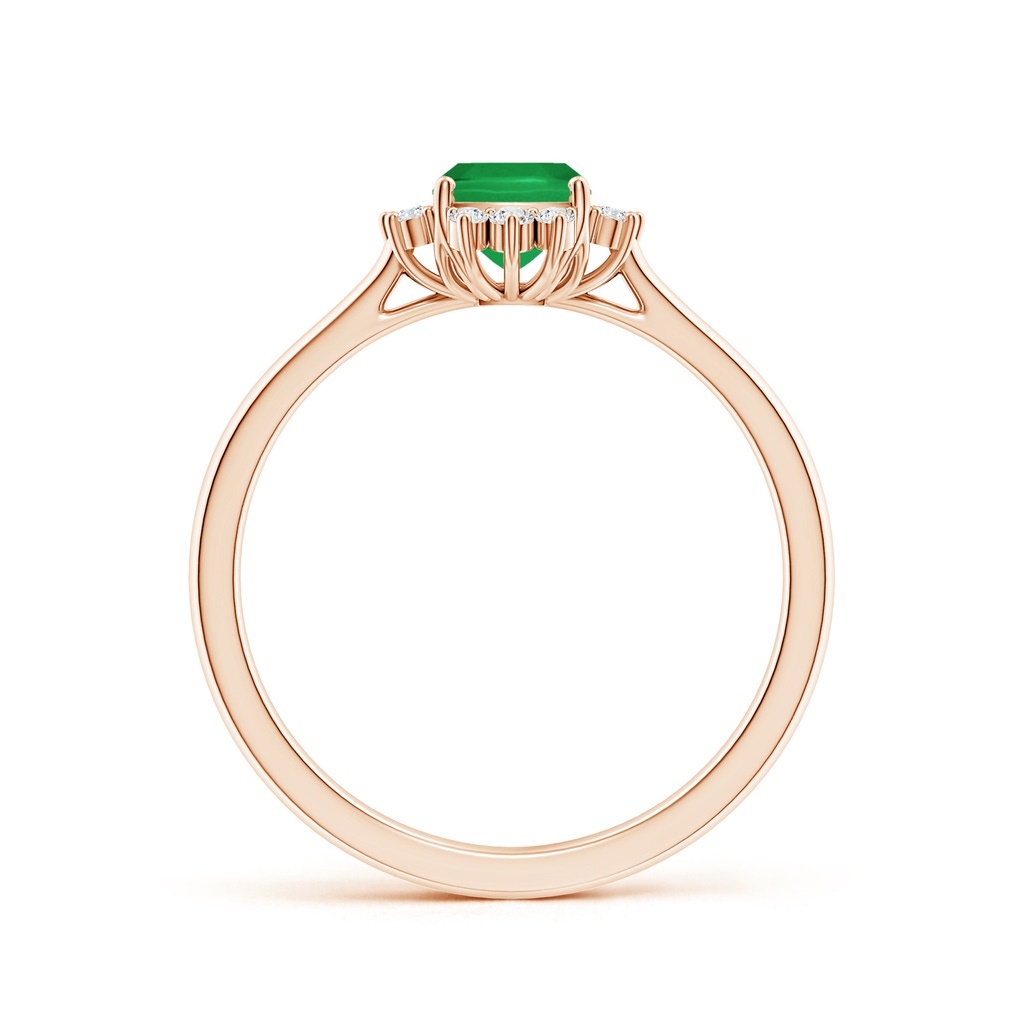 7x5mm A Prong-Set Cushion Rectangular Emerald Halo Engagement Ring in Rose Gold - side 199
