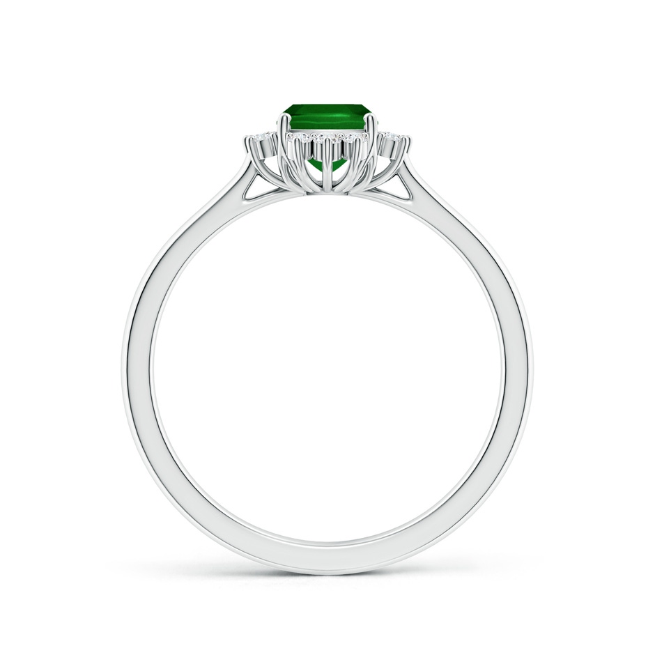 7x5mm AAAA Prong-Set Cushion Rectangular Emerald Halo Engagement Ring in White Gold side 199