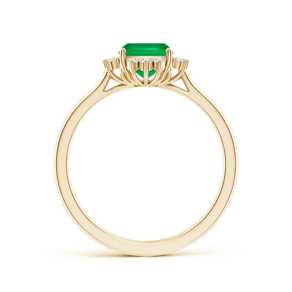 8x6mm AAA Prong-Set Cushion Rectangular Emerald Halo Engagement Ring in Yellow Gold side 199