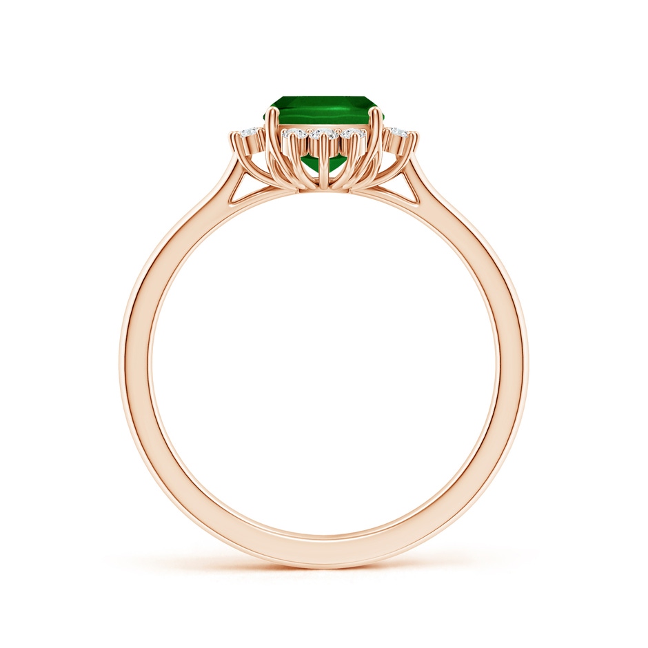 8x6mm AAAA Prong-Set Cushion Rectangular Emerald Halo Engagement Ring in 18K Rose Gold side 199