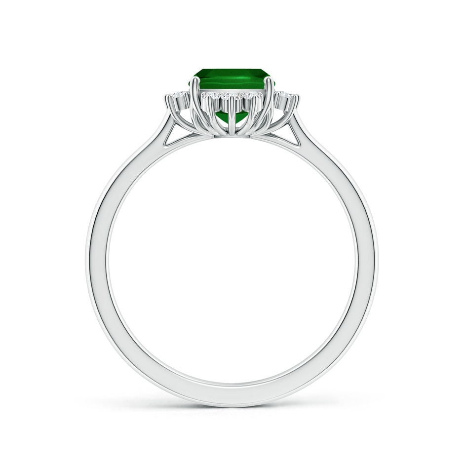 8x6mm AAAA Prong-Set Cushion Rectangular Emerald Halo Engagement Ring in P950 Platinum side 199