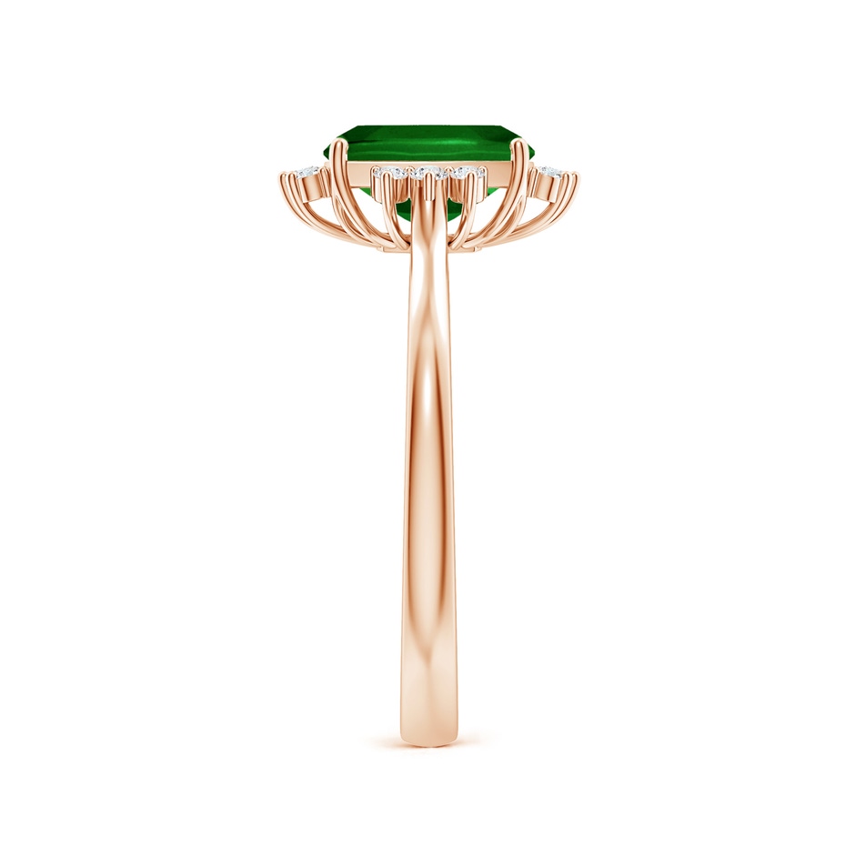 8x6mm AAAA Prong-Set Cushion Rectangular Emerald Halo Engagement Ring in Rose Gold side 299