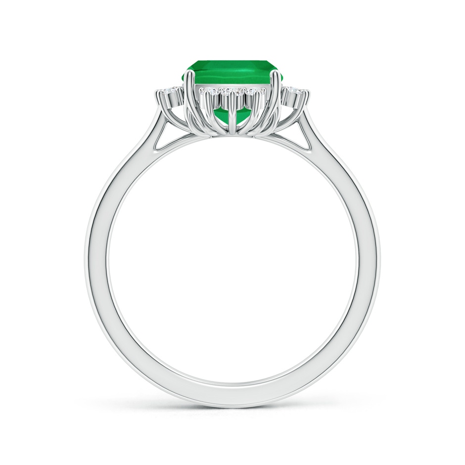 9x7mm AA Prong-Set Cushion Rectangular Emerald Halo Engagement Ring in P950 Platinum side 199